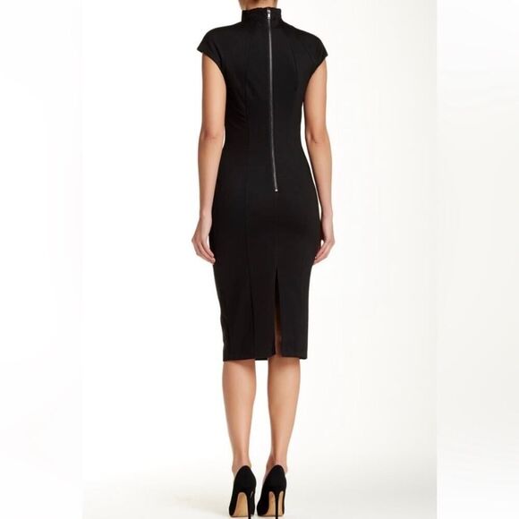Alexia Admor Black Split Neck Shealth Midi‎ Dress Size XS - Picture 6 of 10